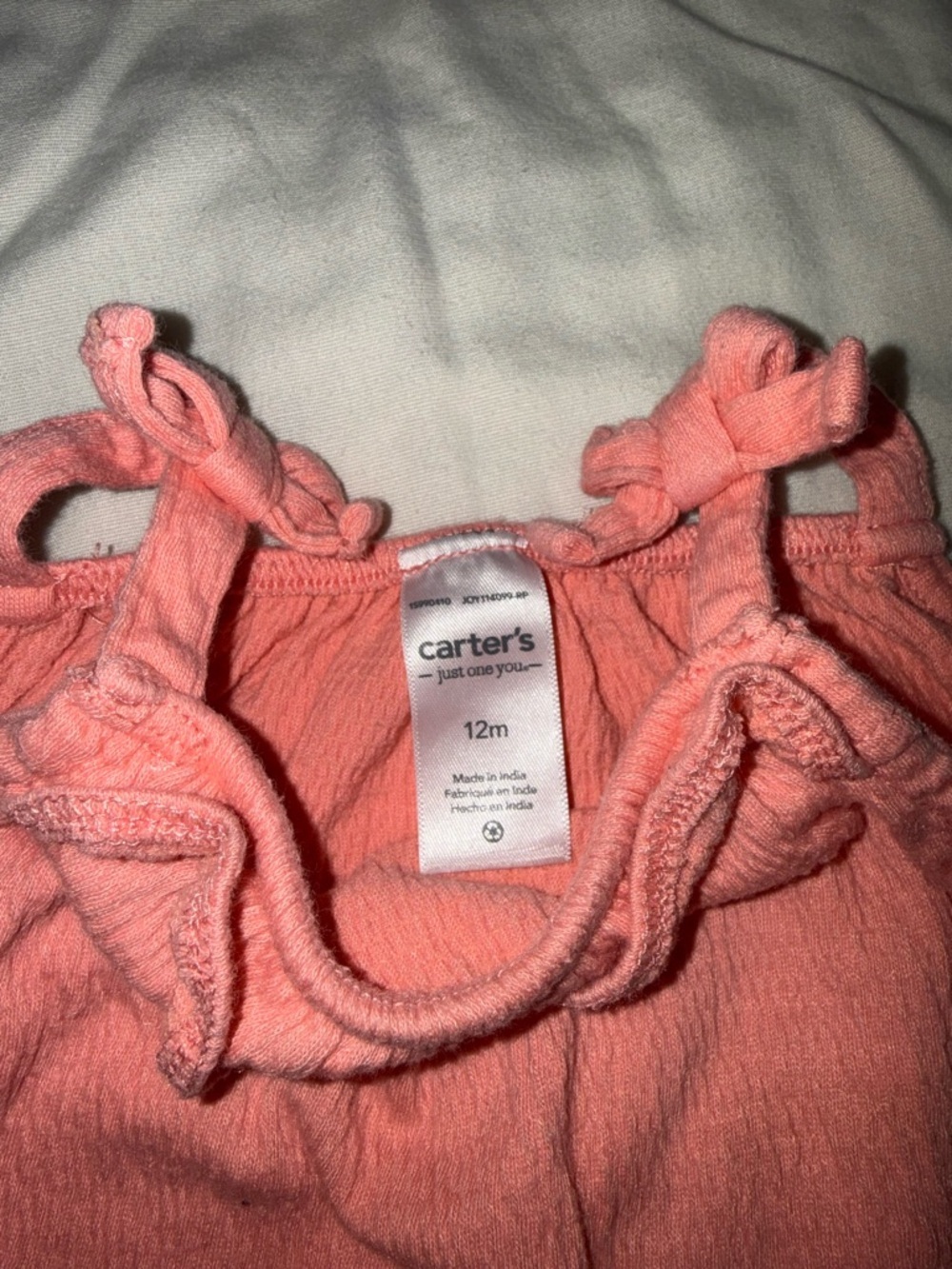 Carter's Pink Coral Baby Tank with Knotted Straps and floral diaper cover set - Picture 3 of 8